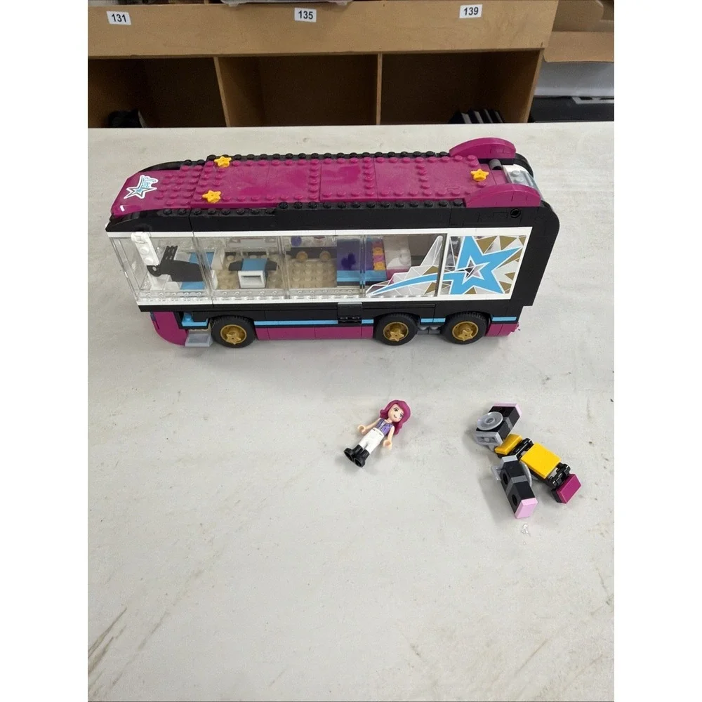 Lego Friends Pop Star Tour Bus 41106 Incomplete Set No Box Or Book 2 Minifigs